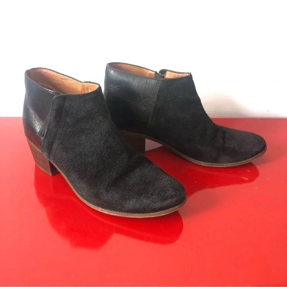 Madewell Cait Leather Suede Side Zip Ankle Bootie
